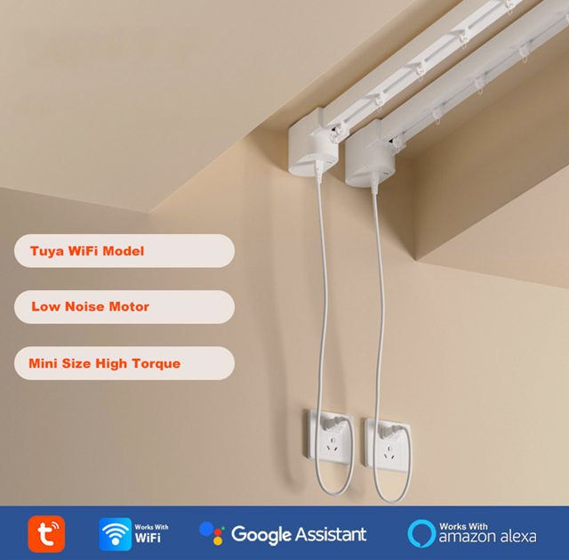 Smart Life Tuya WIFI Curtain Track w/ Motor RGB LED Strip Light & Remote | 2.2m