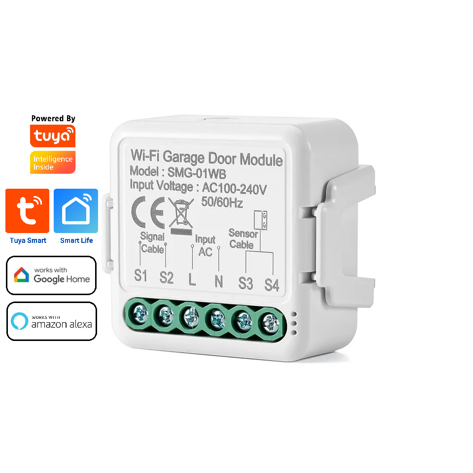 Smart Life Tuya WIFI Gate Garage Door Opener Mini Switch Inching Relay w/ Contact Sensor | 240V