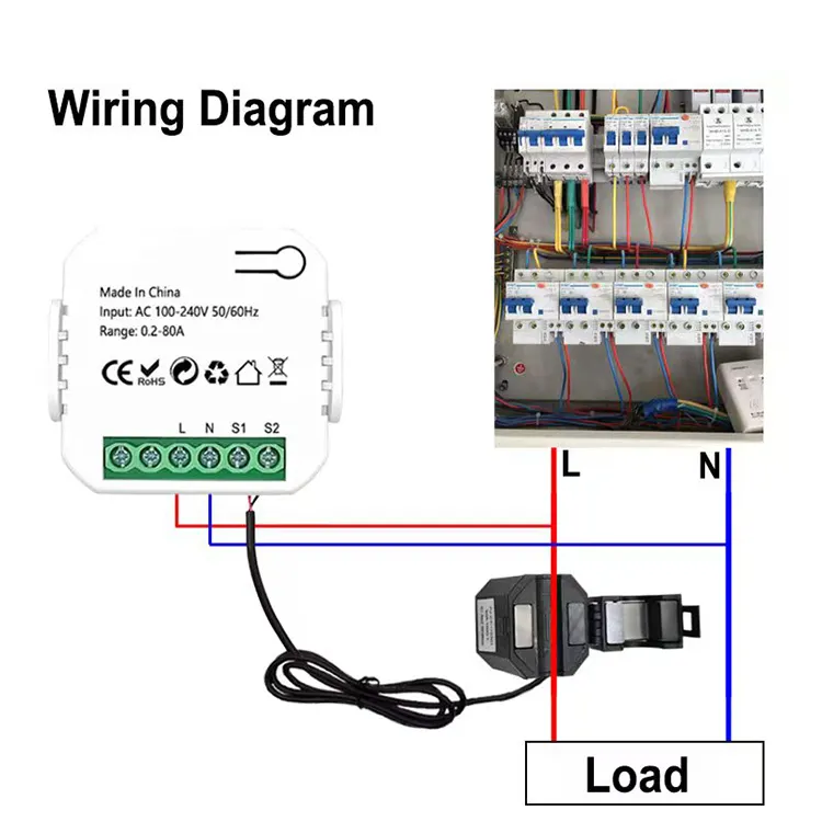 120a Tuya Smart Wifi Energy Meter+current Transformer Clamp 90