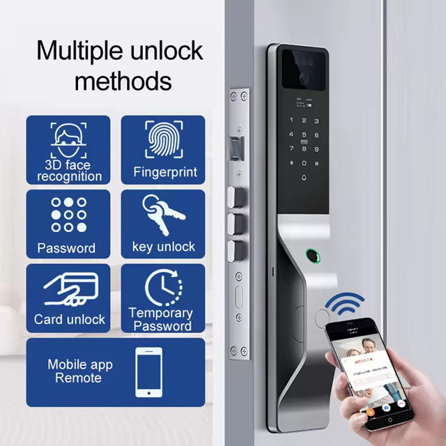 Smart Life Tuya WIFI Door Handle Face Fingerprint Keypad Card Video Doorbell Intercom Lock | DLC949