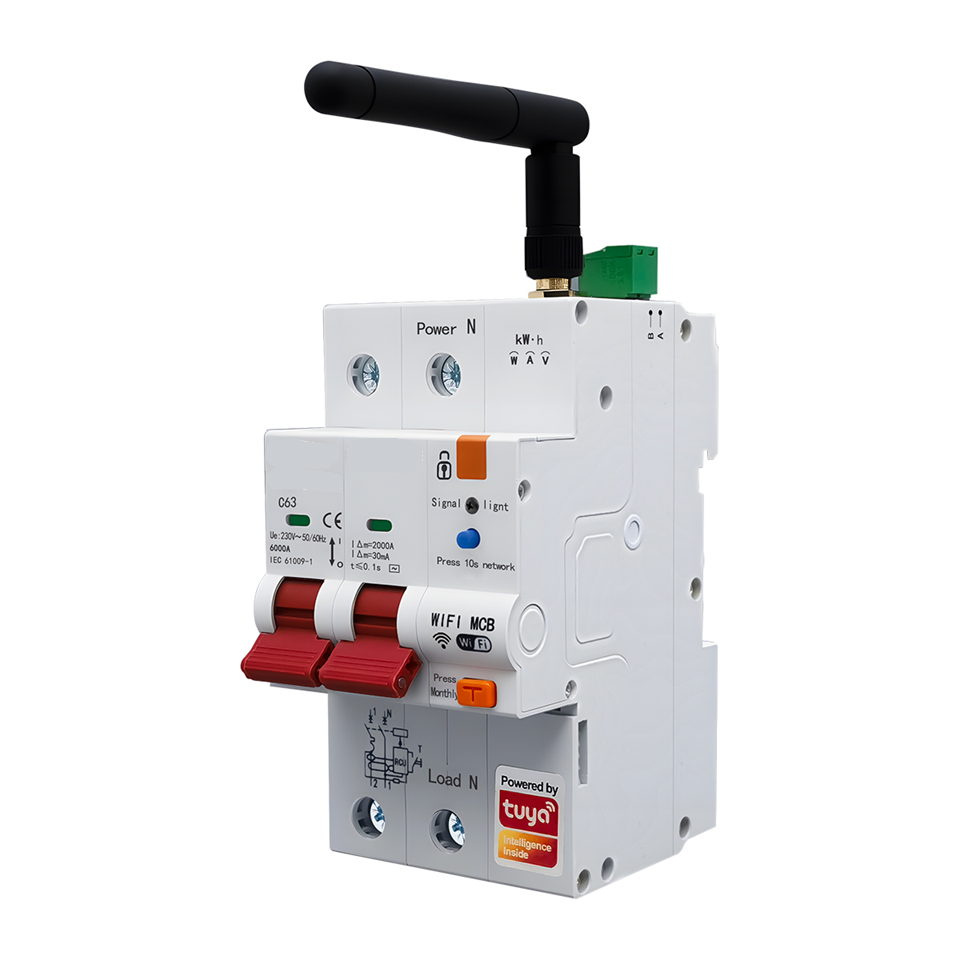 Smart Life Tuya WIFI 2P w/ Leakage 230V 63A 13800W 13.8KW MCB Switch w/ Power Monitor