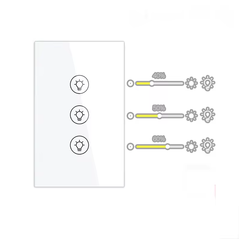 Smart Life Tuya WIFI 3CH Dimmer Light Switch | Live & Neutral Wire | White