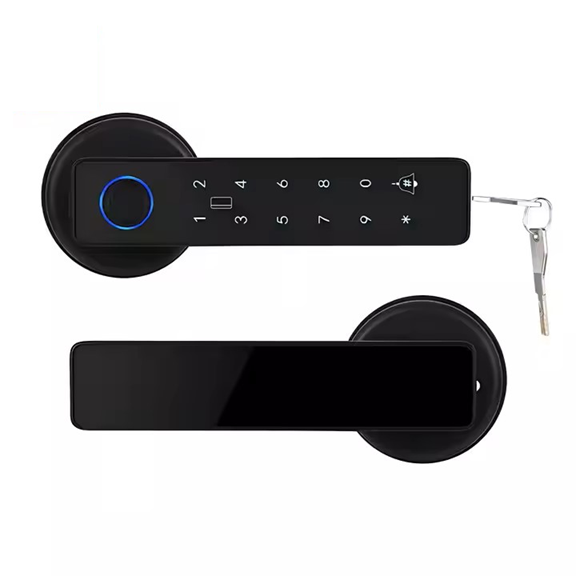 Smart Life Tuya WIFI Door Handle Fingerprint Keypad Card Doorbell Lock | X7 | Black