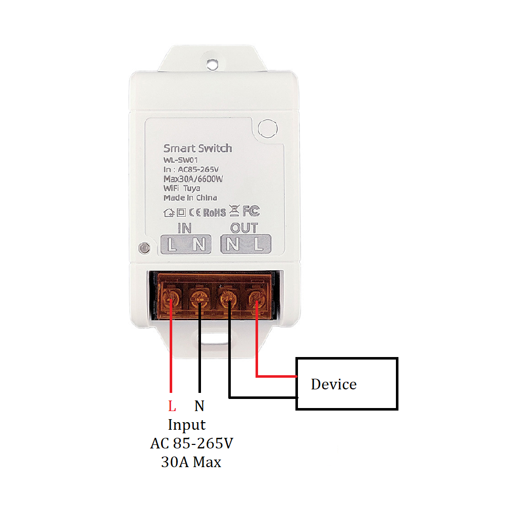 Smart Life Tuya WIFI 1CH 30A 6600W 6.6KW Switch Relay