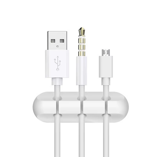 Silicone Cable Organizer w/ 3m tape – Multifunctional Desktop Wire Management Clip | 3 Slot | White