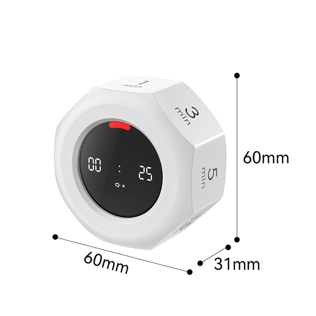 Flip Digital Timer Octagon – 1/3/5/15/30/60/90 Min Gravity Countdown/ Timer | White