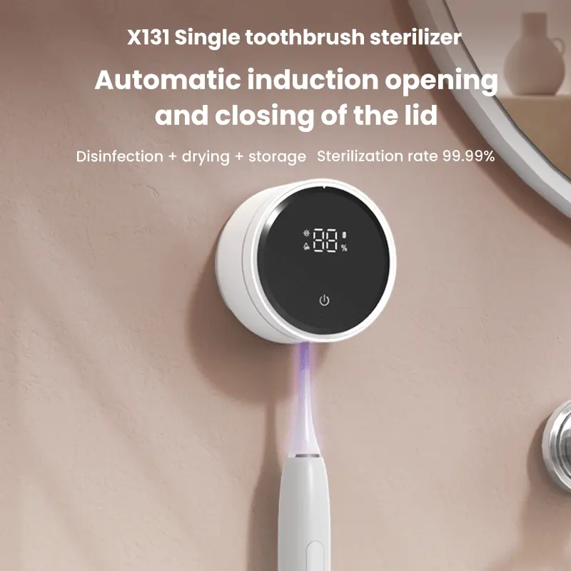 Toothbrush UVA UVC Sterilizer & Holder | 5V Rechargeable | Wall Mounted / Portable | 1 Slot