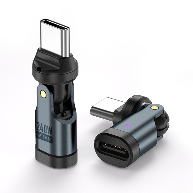 USB C to USB C Adaptor | 240W 48V 5A | Data Transfer Fast Charging | 360° 180° Rotatable | Black