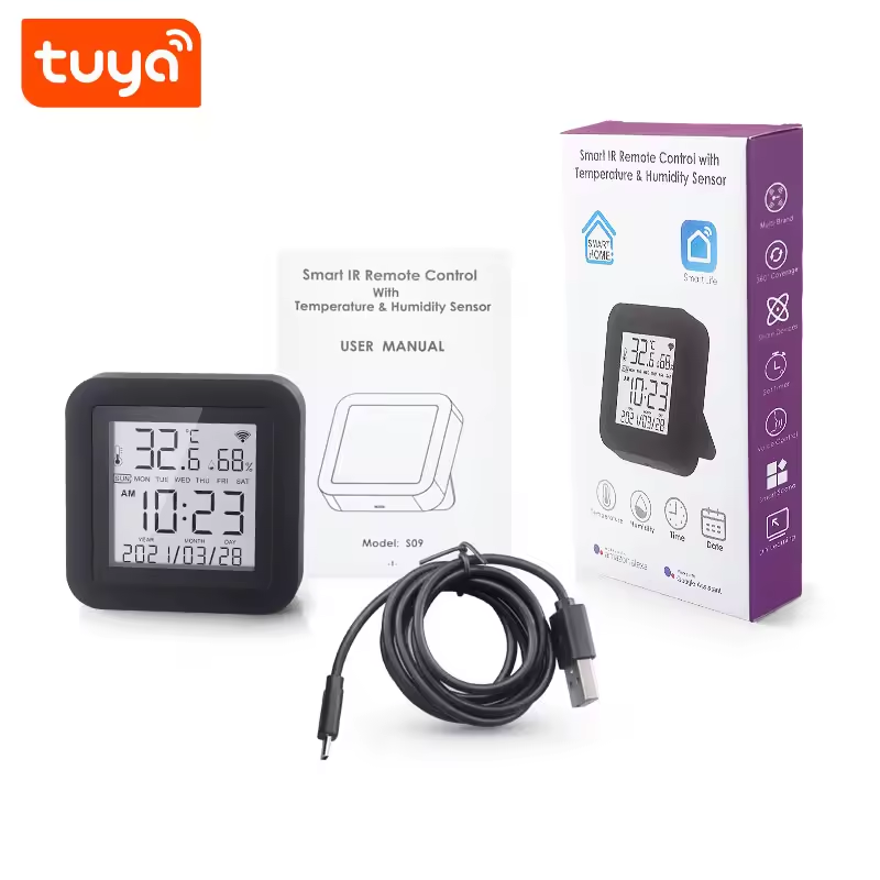 Smart Life Tuya WIFI Infrared IR Remote Controller Temperature Humidity Sensor w/ Clock Date Day