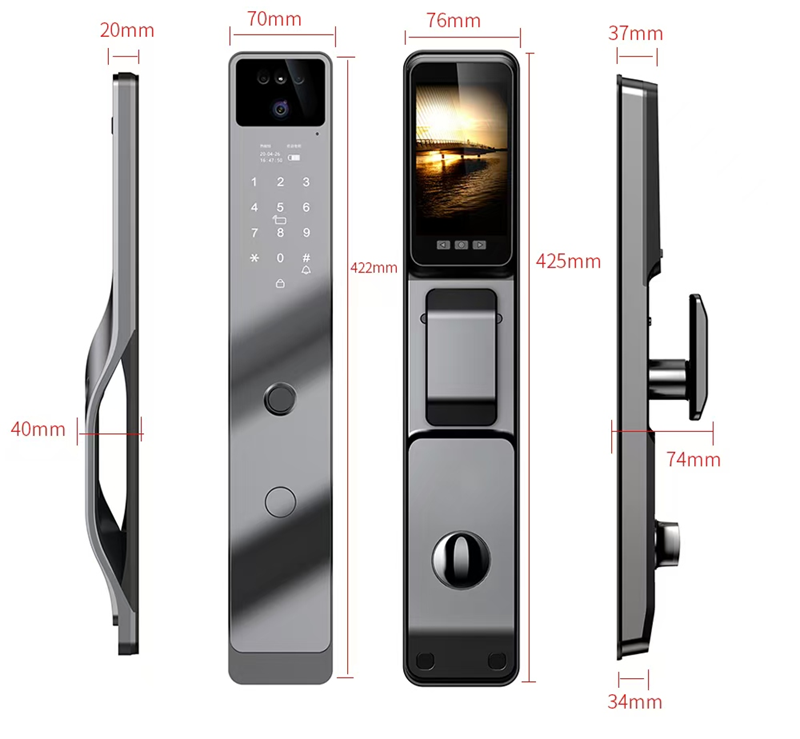 Smart Life Tuya WIFI Door Handle Face Fingerprint Keypad Card Video Doorbell Intercom Lock | F7