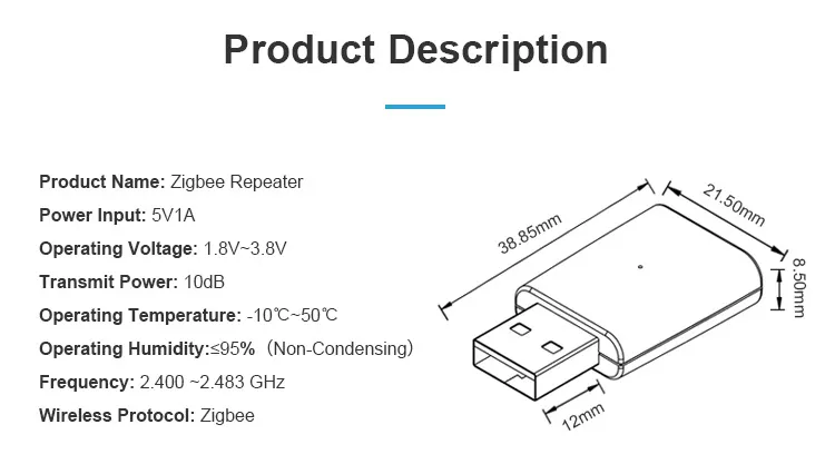 Smart Life Tuya Zigbee Signal Repeater | 5V USB