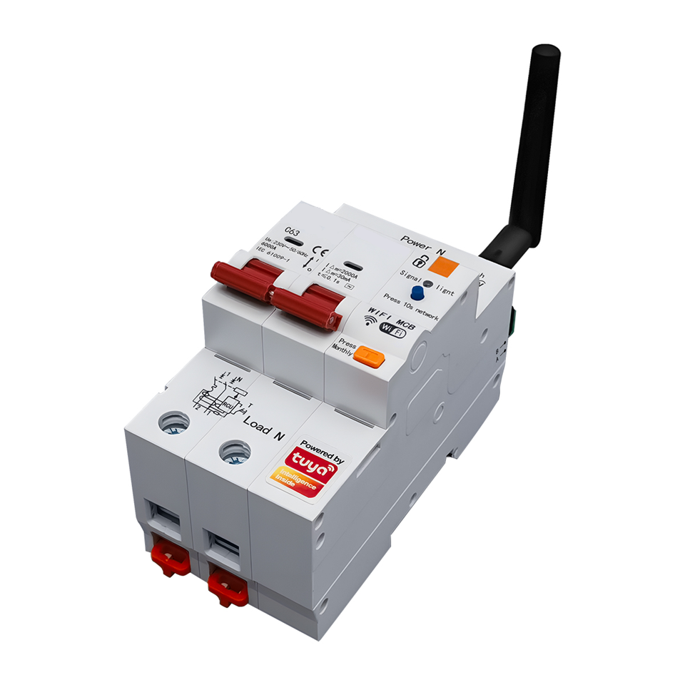 Smart Life Tuya WIFI 2P w/ Leakage 230V 63A 13800W 13.8KW MCB Switch w/ Power Monitor