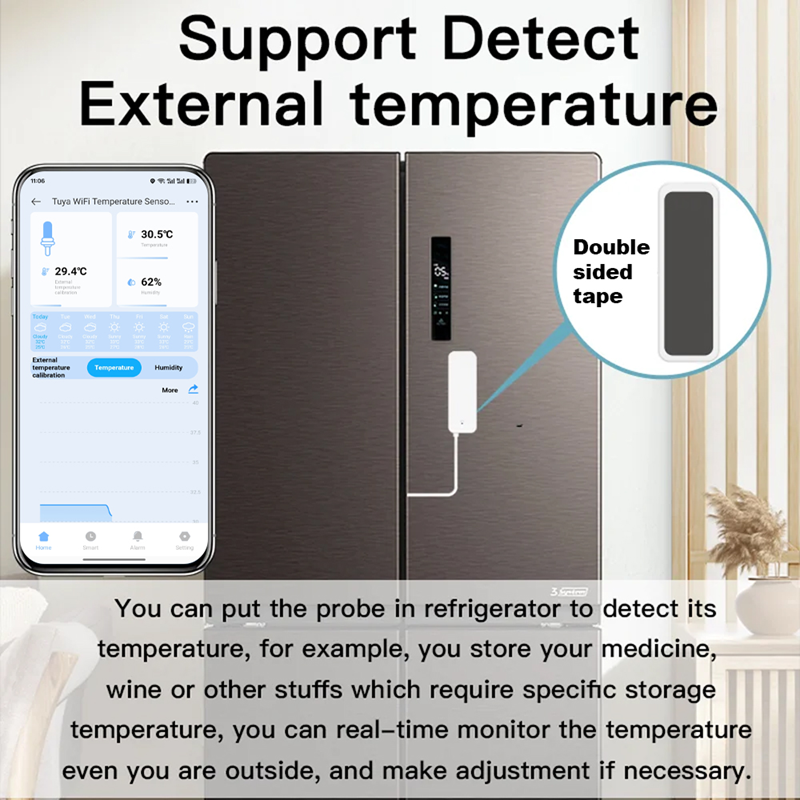 Smart Life Tuya WIFI Temperature & Humidity Sensor w/ External Temperature Probe | 3V
