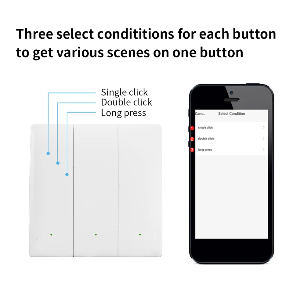 Smart Life Tuya Zigbee Wireless 1CH Scene Switch 3 Scenes