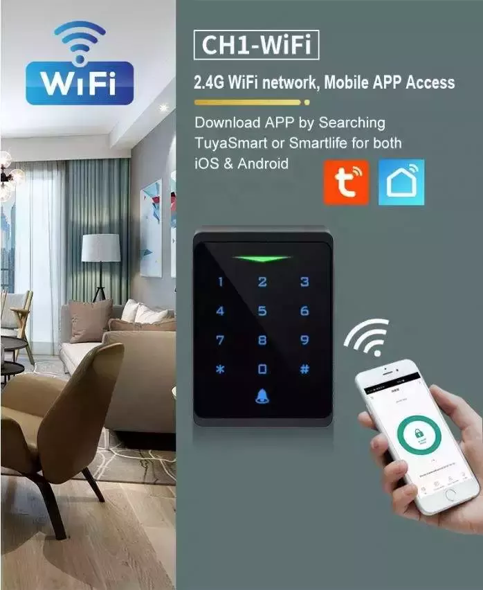 Smart Life Tuya WIFI Waterproof 12V Access Control Keypad Card Doorbell Door Gate Garage Motor CH1