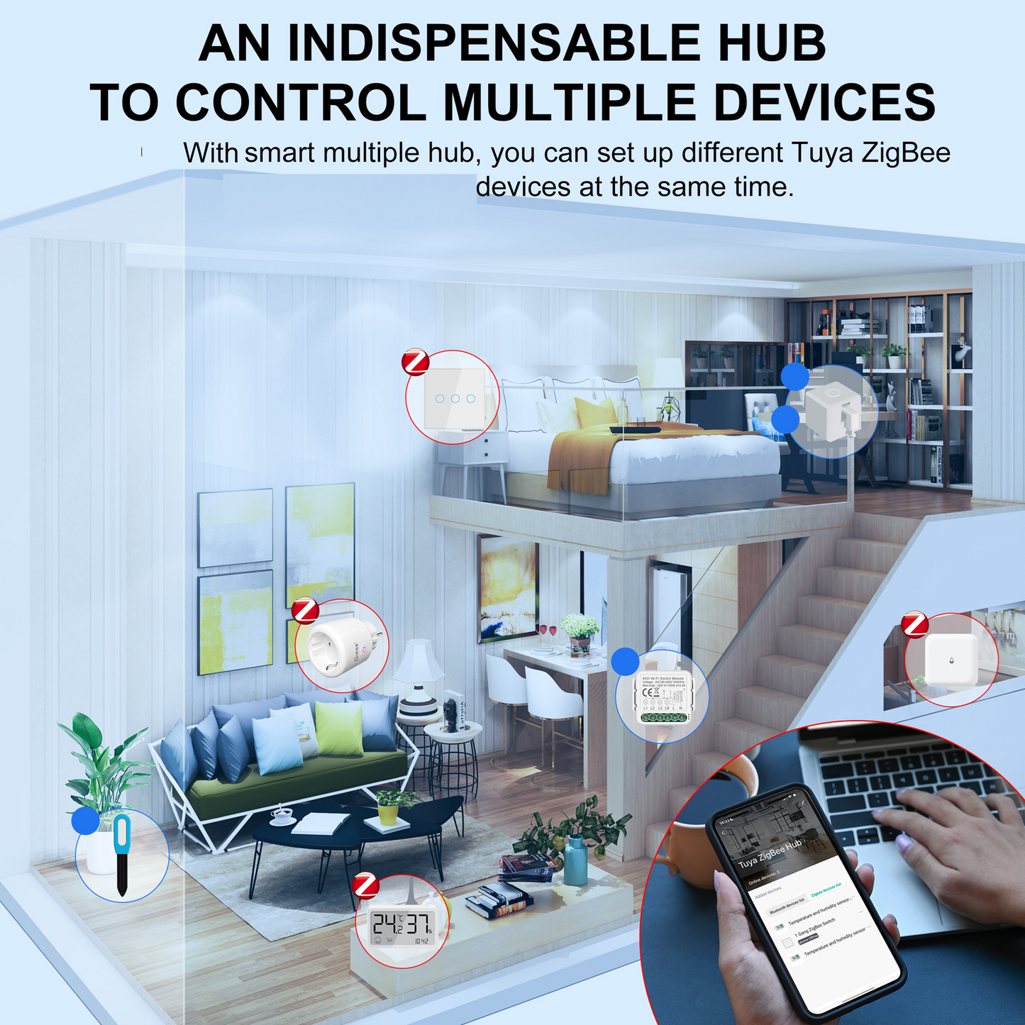 Smart Life Tuya Zigbee to LAN Hub Gateway | 20dB Antenna | 5V | Wired