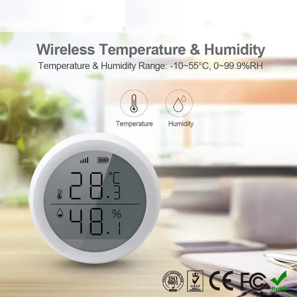 ZigBee v3.0 Tuya Smart Life display LCD humidity temperature sensor