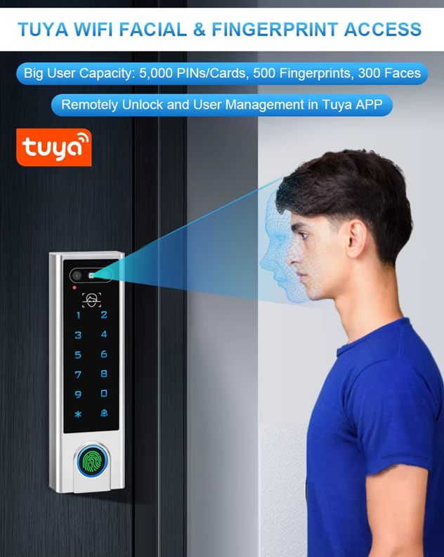 Smart Life Tuya WIFI Access Control 12V Face Fingerprint Keypad Card Doorbell | IP66 | DLVF3