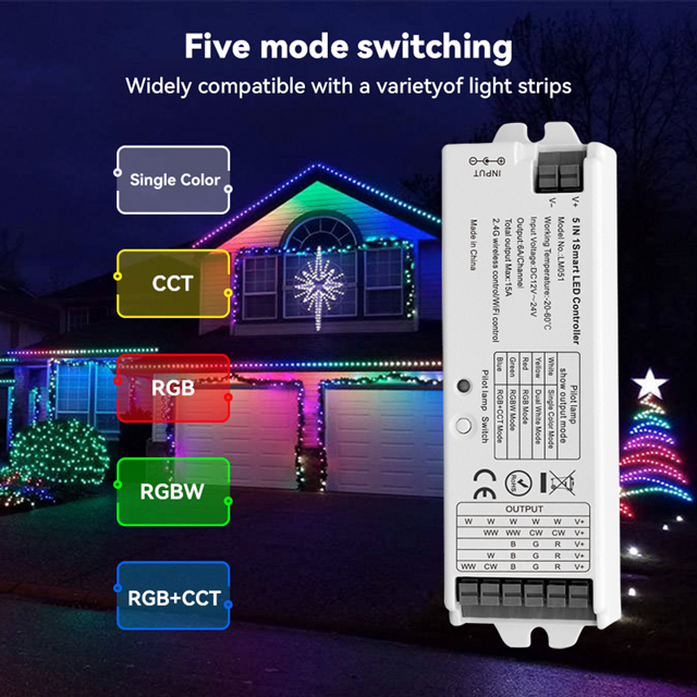 2.4G RF LED Strip Light Controller | PWM Single Colour/CCT/RGB/RGBW/RGBCCT | DC12-24V