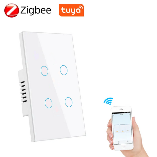 Smart Life Tuya Zigbee 4CH LED Light Switch | Live & Neutral / Live & No Neutral Wire | White