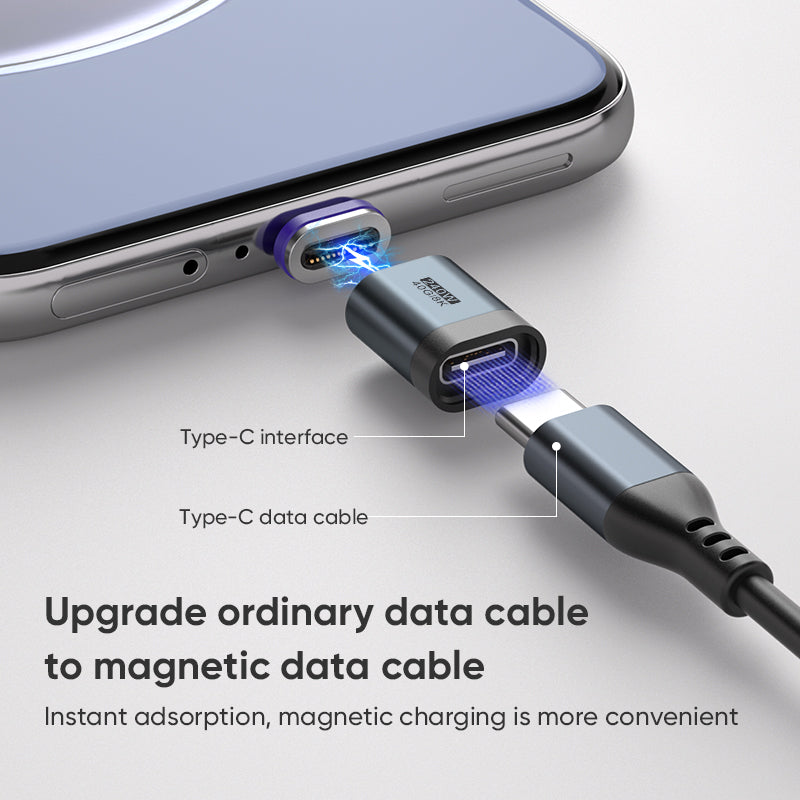 USB-C to USB-C Magnetic Adaptor | USB4 40Gbps 8K | 240W 48V 5A | Data Transfer Fast Charging | Silver