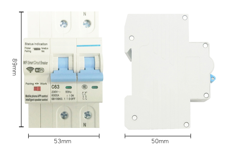 Smart Life Tuya WIFI 2P 230V 40A 8800W 8.8KW MCB Switch Circuit Breaker with Power Monitoring