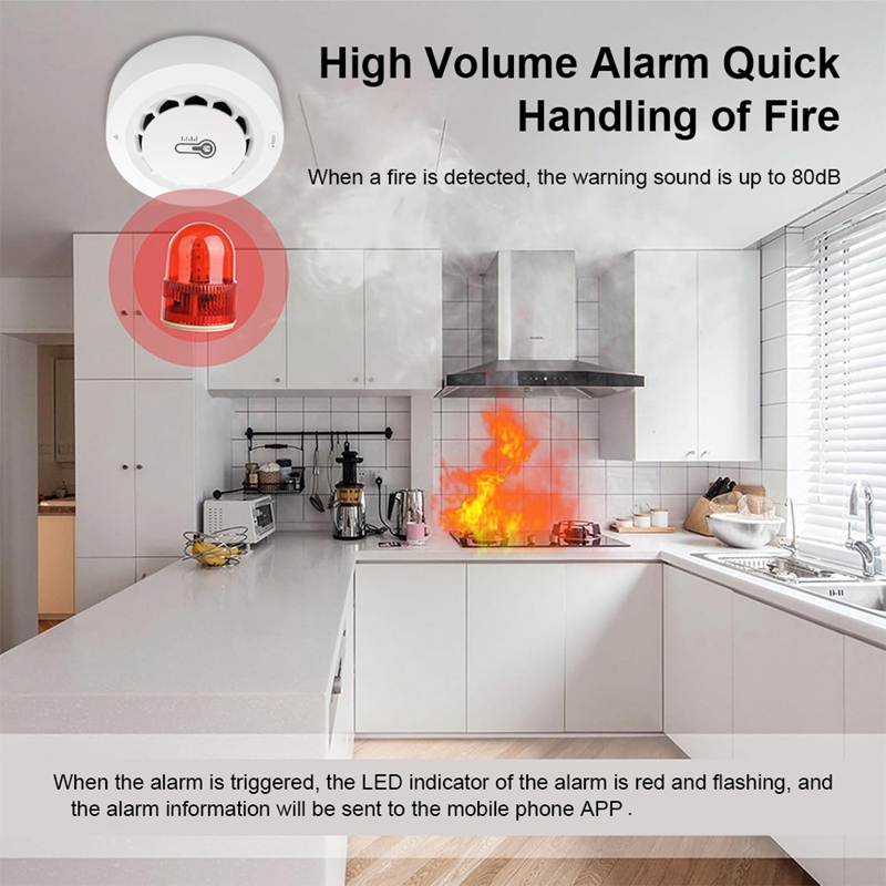Smart Life Tuya Zigbee Smoke Temperature Humidity Detector Sensor w/ 80db Alarm Sound Speaker | 3V