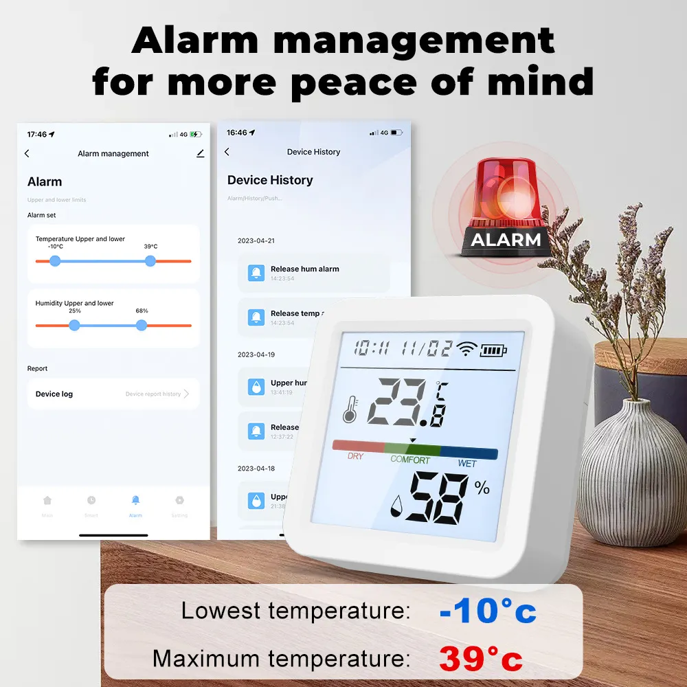 Smart Life Tuya WIFI Temperature Humidity Sensor w/ Clock Date w/ Backlight