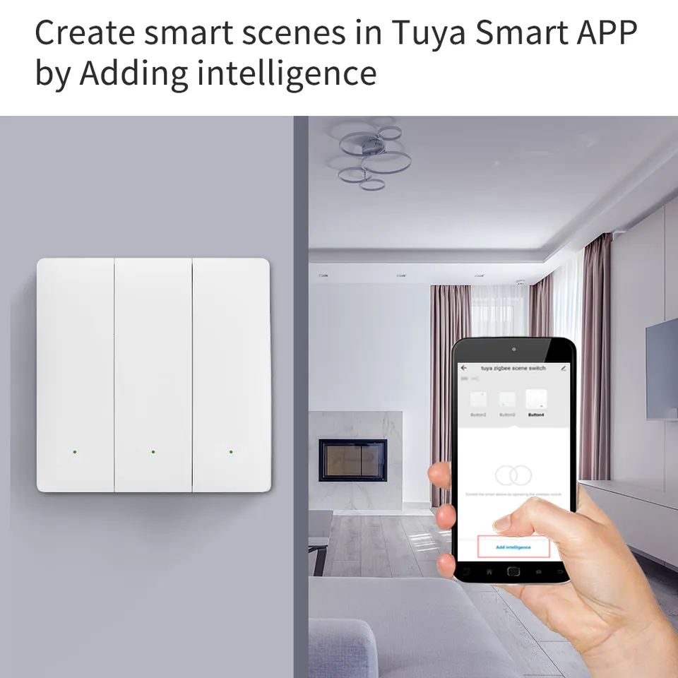 Smart Life Tuya Zigbee Wireless 3CH Scene Switch 9 Scenes