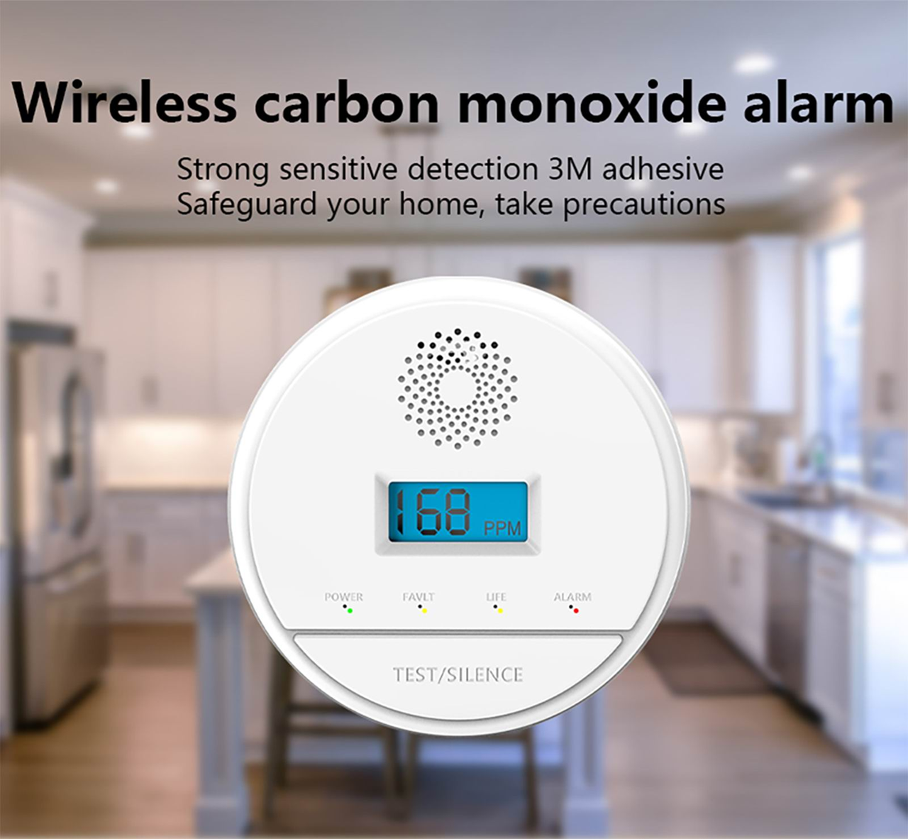 Wireless Carbon Monoxide CO Detector Sensor w/ 70db Alarm Speaker for Tuya Alarm System | RF433
