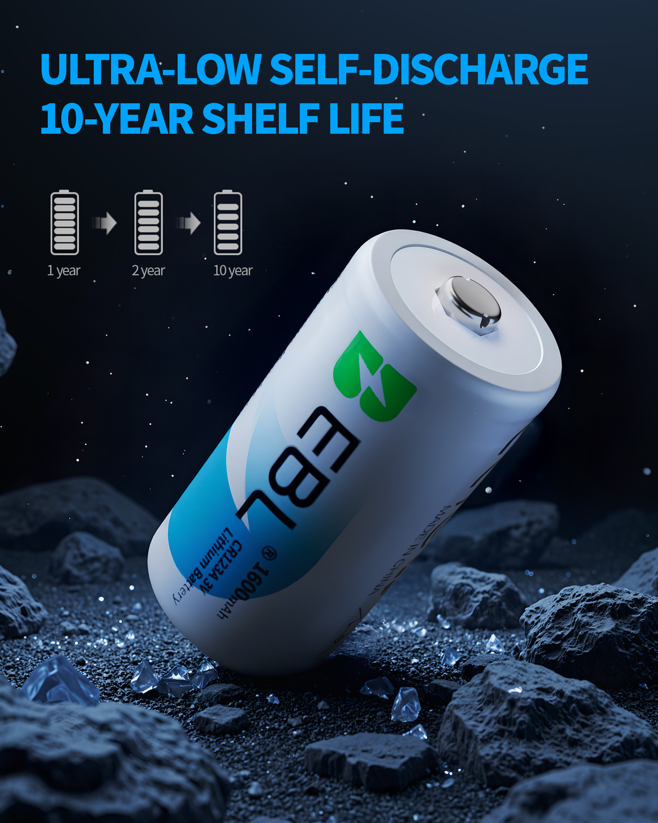 EBL CR123A Lithium Batteries – 3V 1600mAh High‑Power Disposable Cells (4‑Pack)
