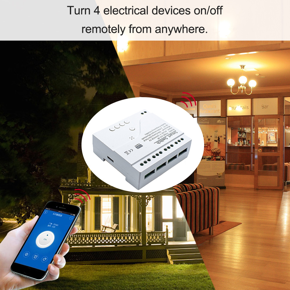 Smart Life Tuya WIFI 4CH 5V / 85-250V Door Gate Garage Opener Inching Relay Module w/ RF433Mhz