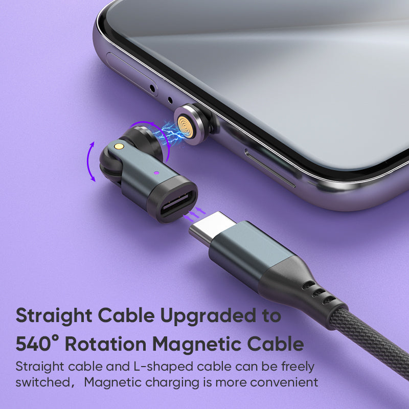 USB C to Magnetic Adaptor | 240W 48V 5A | Data Transfer Fast Charging | 360° 180° Rotatable | Black