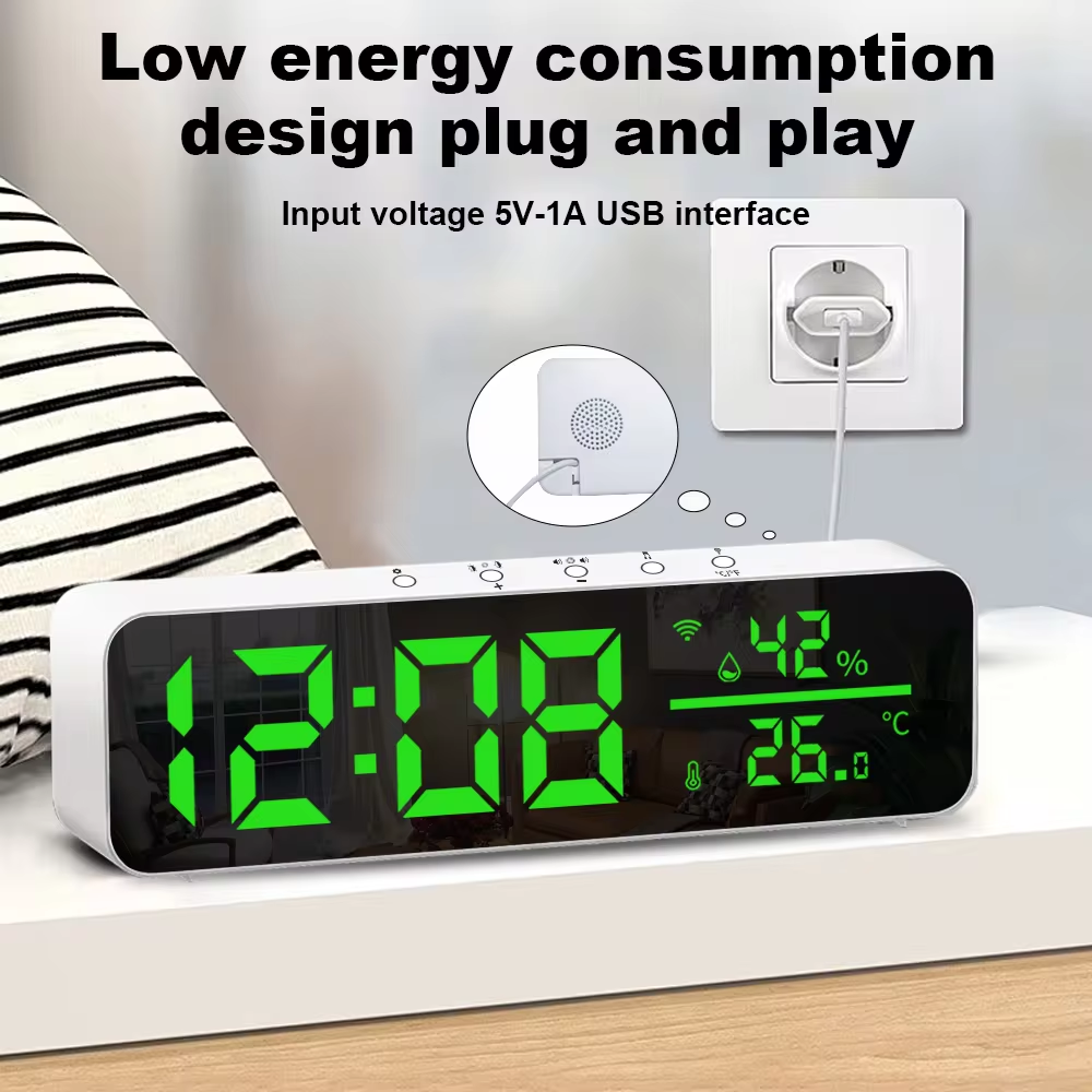 Smart Life Tuya WIFI Alarm Clock Time LED Display w/ Temperature & Humidity Sensor | 5V