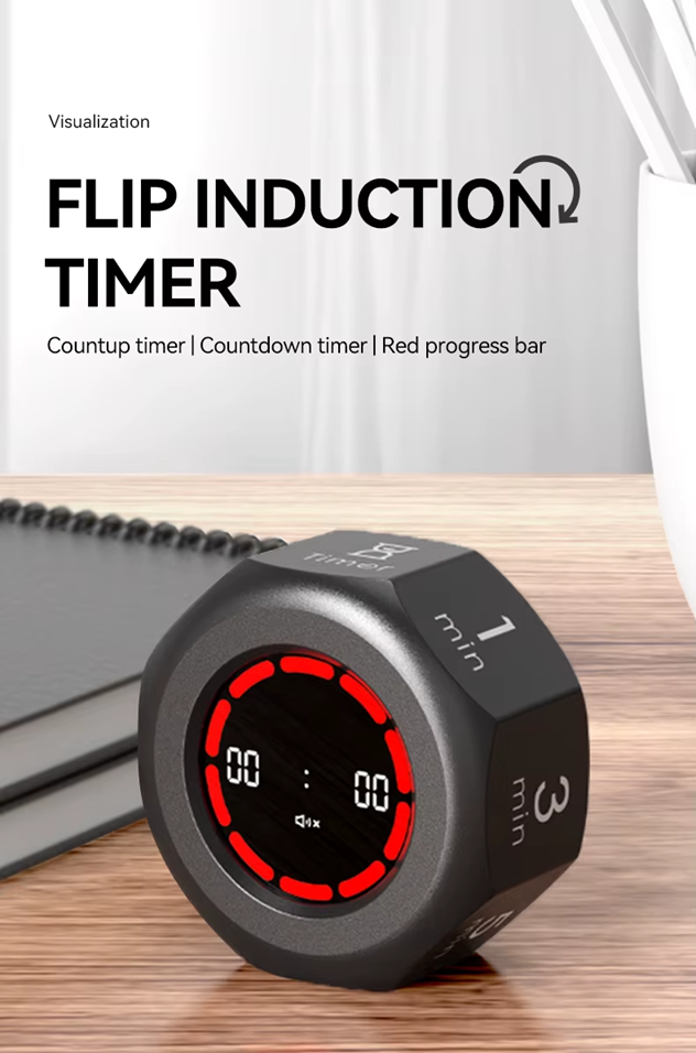 Flip Digital Timer Octagon – 1/3/5/15/30/60/90 Min Gravity Countdown/ Timer | White