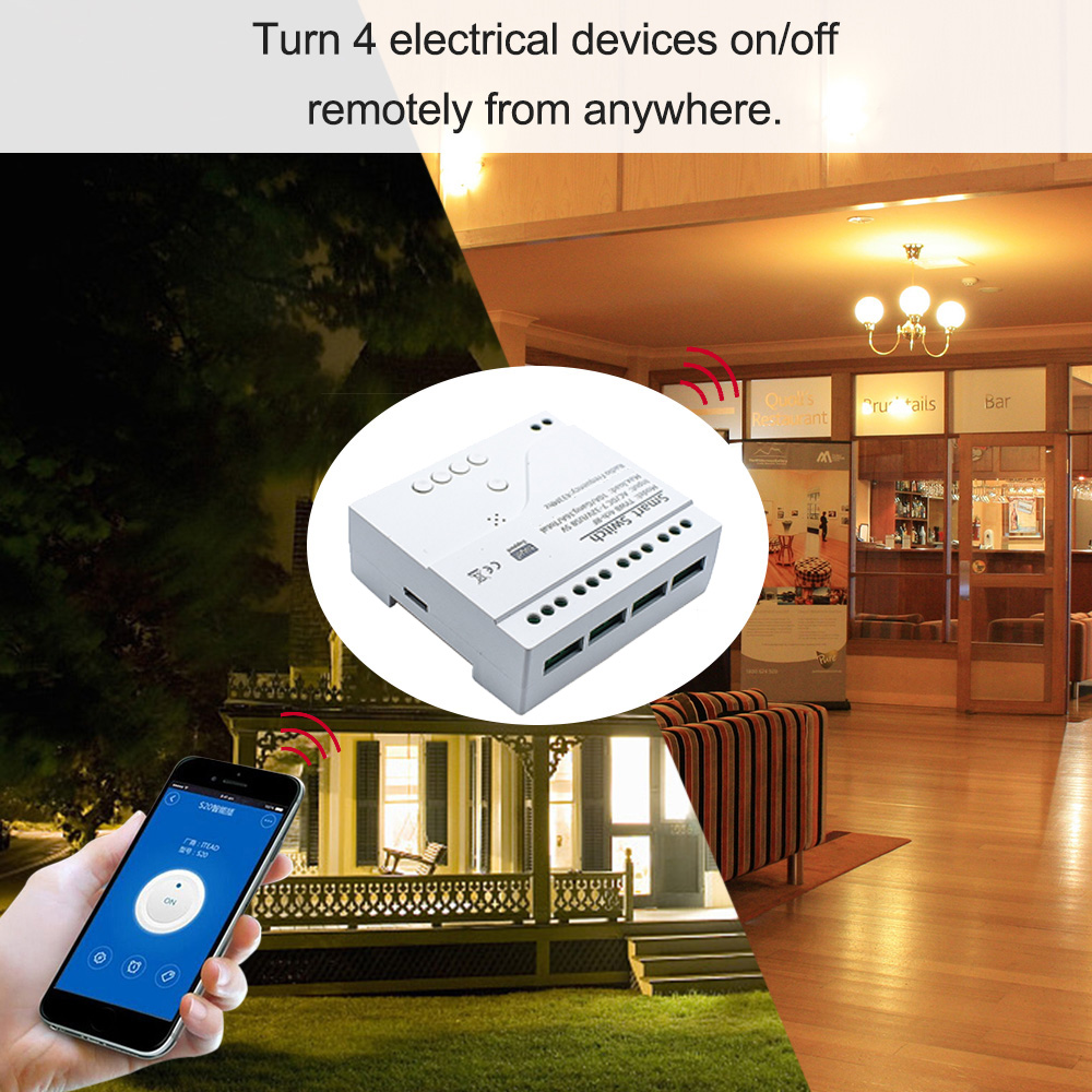 Smart Life Tuya Zigbee 4CH 5V or 7-32V Door Gate Garage Opener Inching Relay Module with RF433Mhz