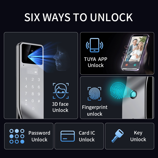 Smart Life Tuya WIFI Door Handle Face Fingerprint Keypad Card Video Doorbell Intercom Lock | F7