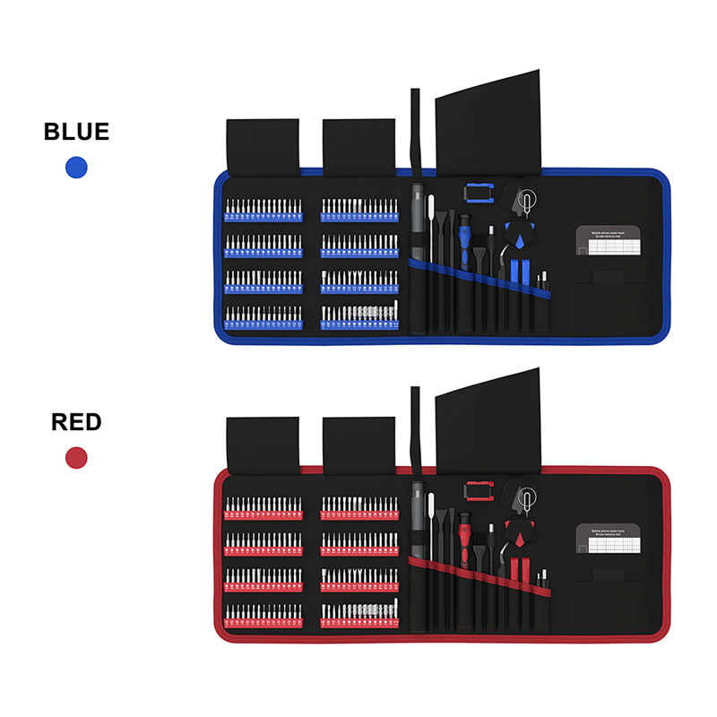 144 in 1 Precision Electric Screwdriver Set w/ 120 Magnetic Bits Tool Kit w/ Carry Case | Red