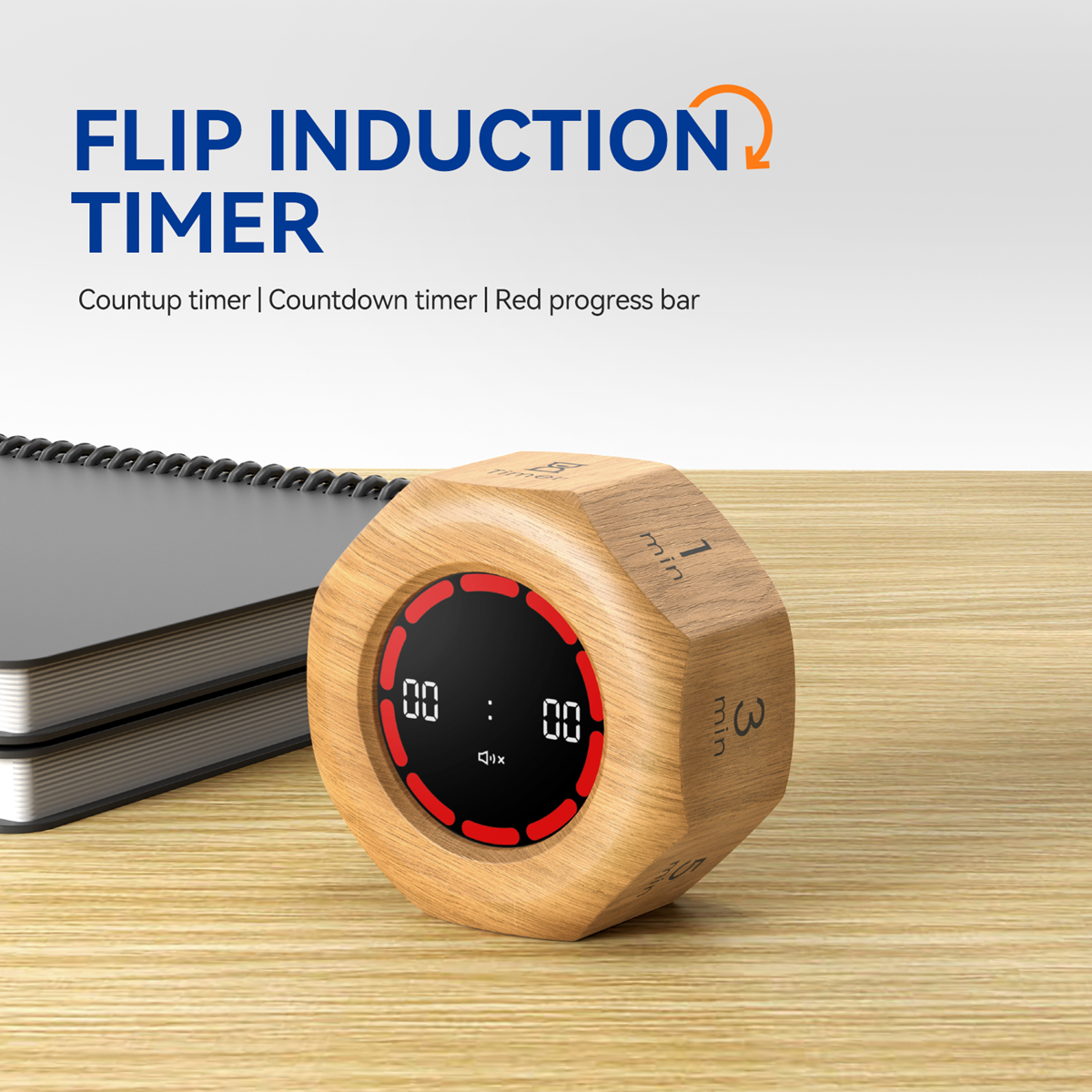 Flip Digital Timer Octagon – 1/3/5/15/30/60/90 Min Gravity Countdown/ Timer | Wood
