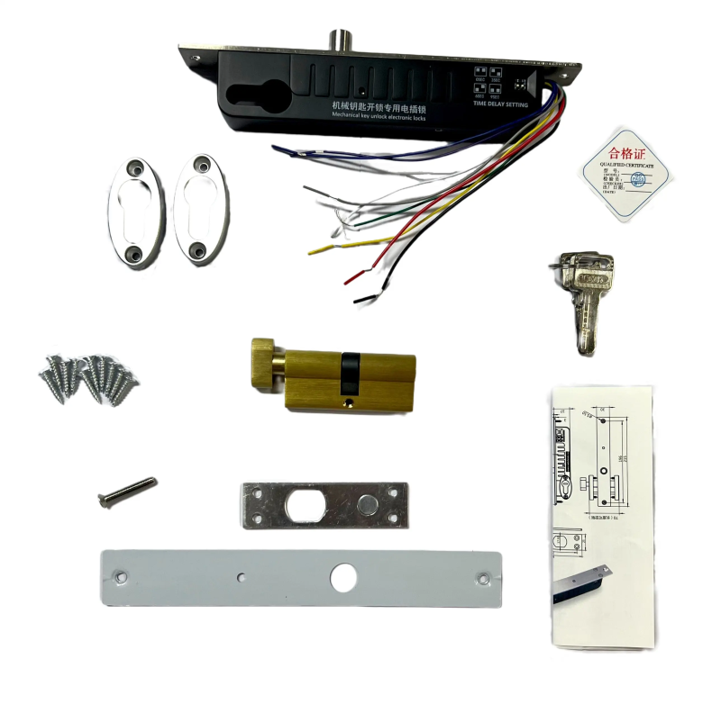 Electric Bolt Lock 12V 24V Fail-Secure w/ Key Cylinder & Contact Sensor for Tuya Access Control for Door Gate Garage