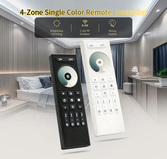 Wireless 2.4G RF Remote Controller | 4 Zones | Single Colour | Dimming | 3V | RC01RF | Black