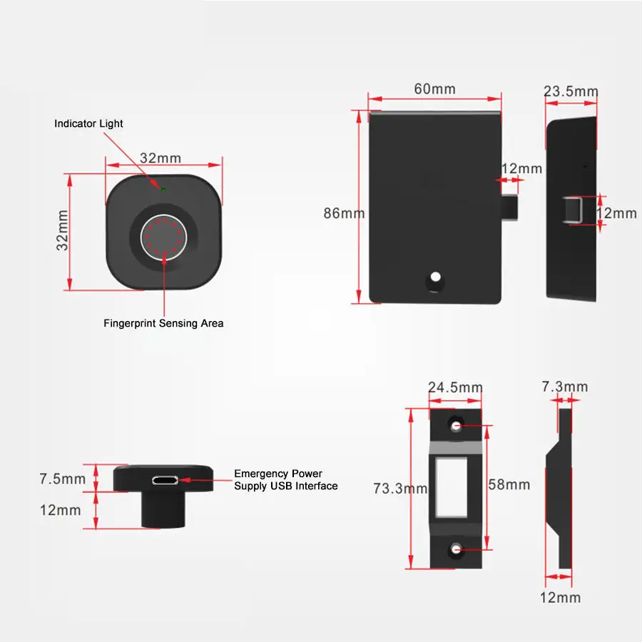 Smart Life Tuya Bluetooth Access Control Fingerprint Drawer Cabinet Cupboard Door Lock