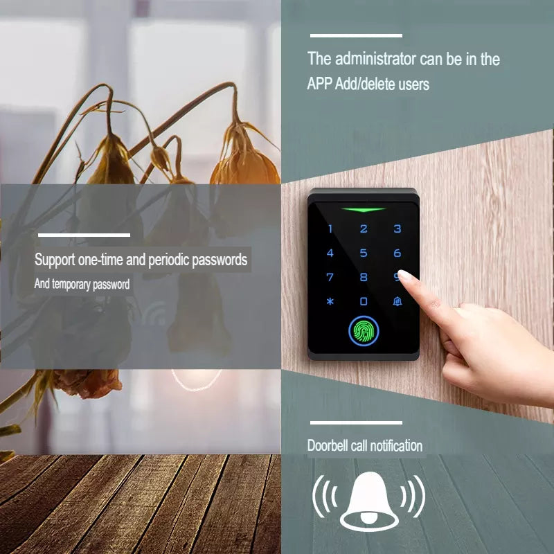 Smart Life Tuya WIFI Waterproof 12V Access Control Fingerprint Keypad Card Doorbell Gate Garage CF1