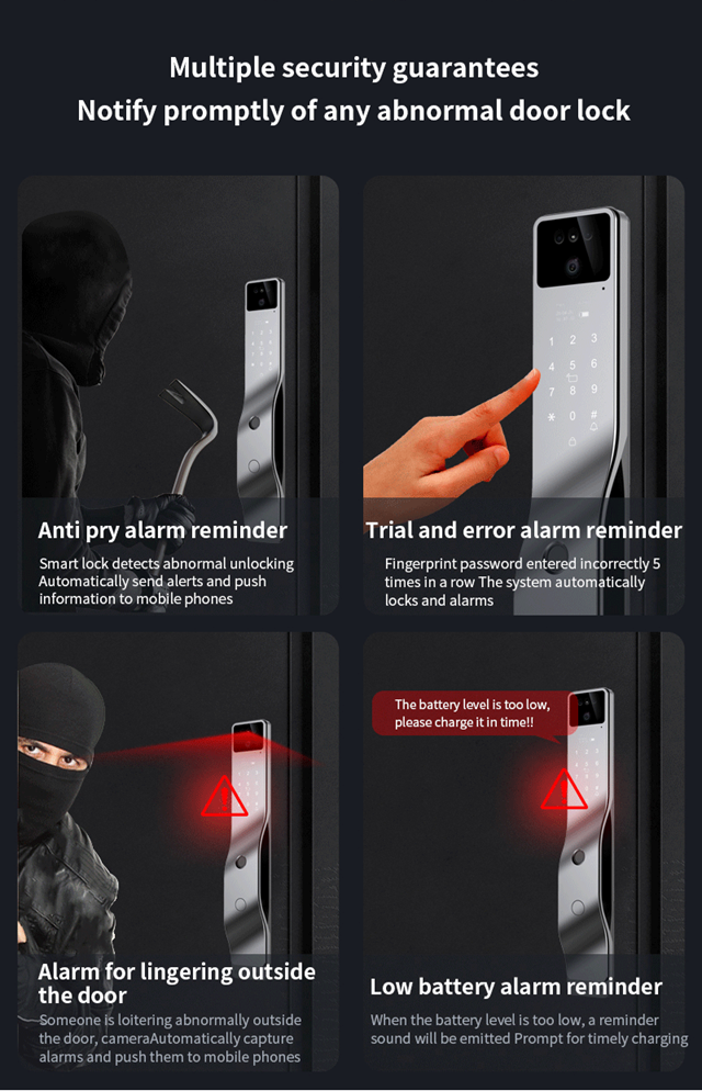 Smart Life Tuya WIFI Door Handle Face Fingerprint Keypad Card Video Doorbell Intercom Lock | F7