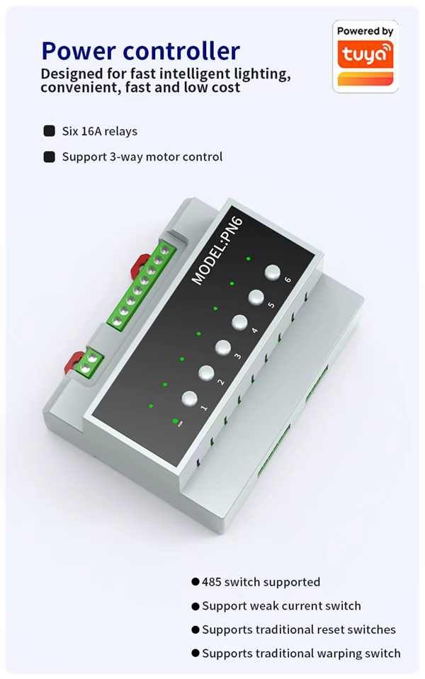 Smart Life Tuya WIFI 6CH Switch Relay | 12V / 24V | 100V-250V 16A 3000W