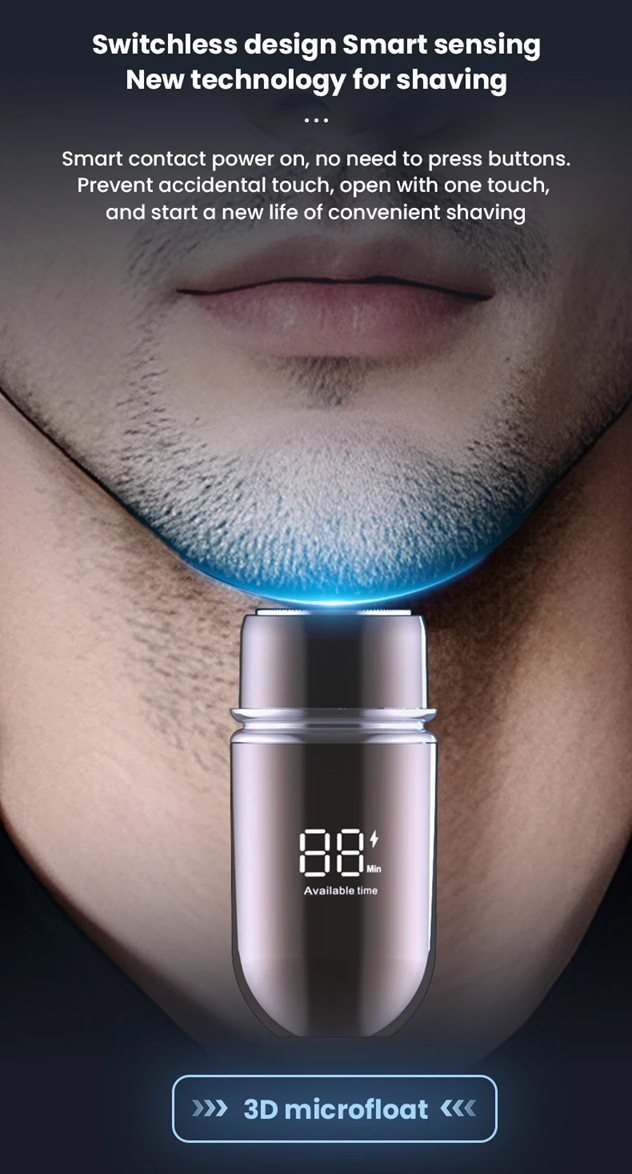 Portable Waterproof Electric Shaver Mini Razor for Wet & Dry Use | 5V Rechargeable (Silver)