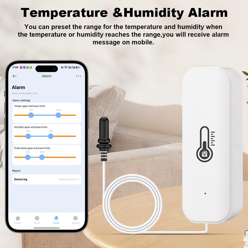 Smart Life Tuya WIFI Temperature & Humidity Sensor w/ External Temperature Probe | 3V