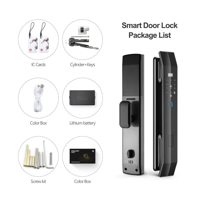 Smart Life Tuya WIFI Door Handle Fingerprint Keypad Card Doorbell Lock | D14 | Black