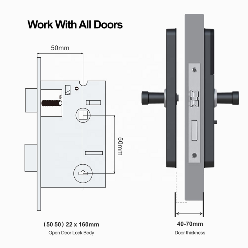 Smart Life Tuya WIFI Door Handle Fingerprint Keypad Card Doorbell Lock HR08P (Black)