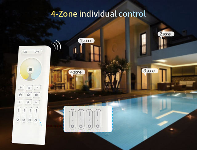 Wireless 2.4G RF Remote Controller | 4 Zones | CCT | Dimming | 3V | RC02RF | White